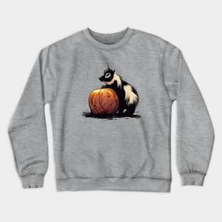 Baby skunk on a pumpkin Crewneck Sweatshirt